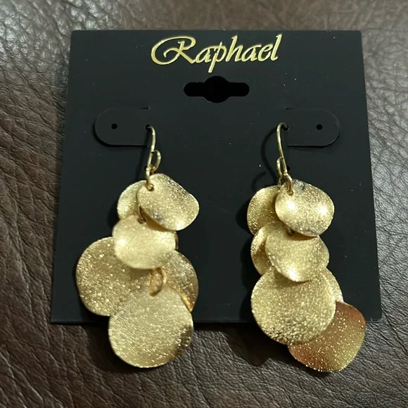 3/$18 Raphael Gold-Tone Dangle Pierced Earrings - New - Lot 498 - Picture 2 of 4